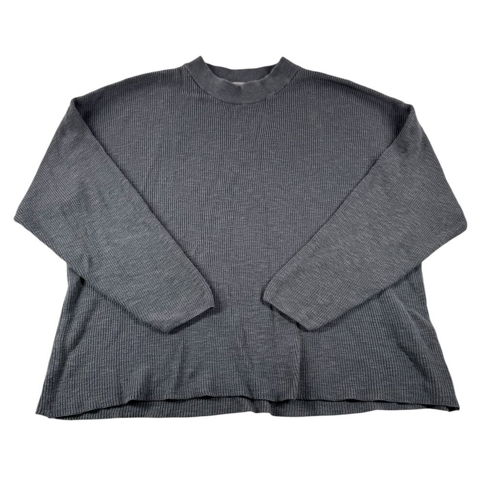 FP Beach Slouchy Sweater XS Oversized Charcoal Grey Free People Ribbed Knit